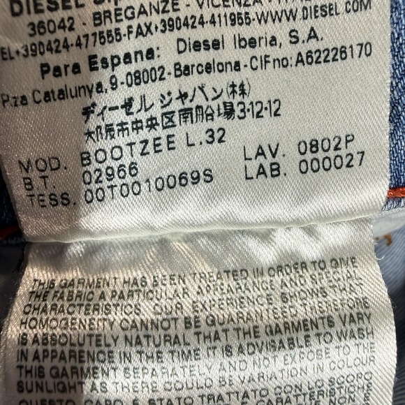 Diesel Jeans Women 27x32 Blue BOOTZEE Slim Bootcut Stretch 0802P Light Wash - Picture 9 of 10